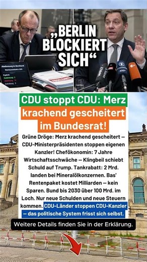 CDU-Ministerpräsidenten stoppen ihren eigenen Kanzler Merz! #deutschland #merz #breaking