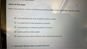 Which are common causes of small business failure? More than on... | Filo