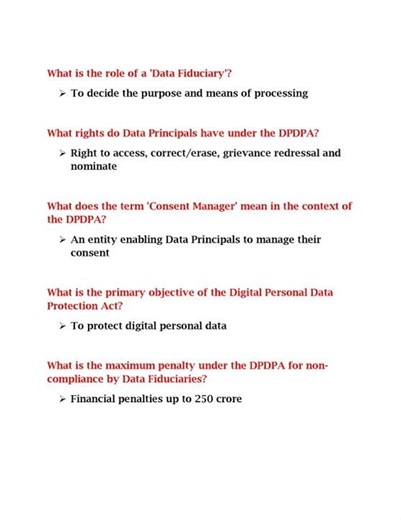 Digital Personal Data Protection Act 2023 COURSE ANSWERS IGOT KARMAYOGI