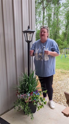 65" Tall Solar Powered Lamp Post with flower pot | Lights for outdoor walkway decoration