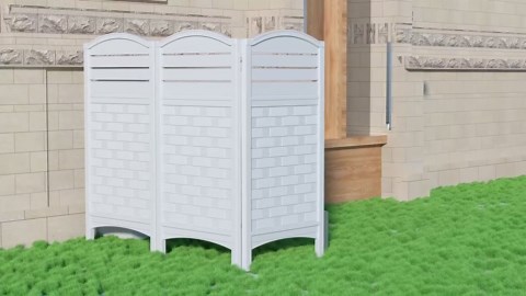 Mrosaa Outdoor Fence Privacy Panels,Resin Privacy Fence Panels for Outside,Air Conditioner/Trash Can/Pool Equipment Enclosure 4-Pack(Off-White)