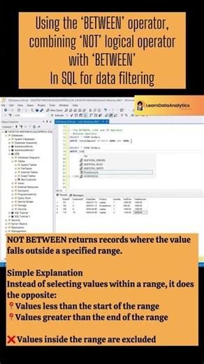 Using the “BETWEEN “ operator in sql for data filtering #dataanalytics #sql #beginnerfriendly