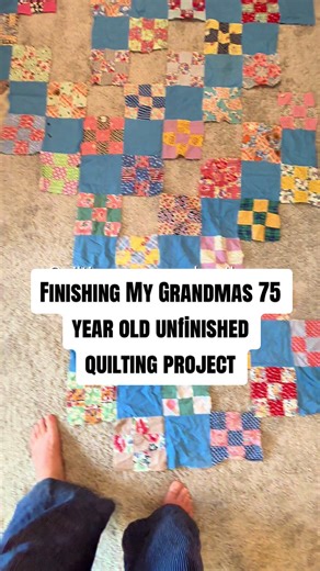 Part 1 of who knows. My grandma gave me a trunk of unfinished quilting projects she had started 30-70 years ago (she’s 95). Her vision is failing and she is already blind in one of her eyes. I want her to see them before she can’t anymore. My goal is to finish all of these by May when I go drive 1000 miles and surprise her. #tiktok #quilting #quilt #handmade #antique