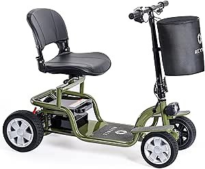 Reyhee Exo Powered Folding Mobility Scooters for Adults Seniors, Portable Electric Scooter with Ample Legroom and Rotatable Seat, 4-Wheel Mobility Scooter with Anti-Tip Wheels, 300lbs Weight Capacity