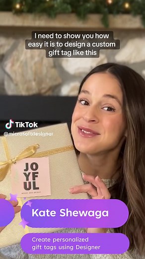 DIY with Designer! Learn how to make personalized gift tags just like @Kate 🏡 | ENTREPRENEUR MOM for a festive touch. 🎁 #holifaygiftideas #aiforcreatives #aifordesign #ai2024 #aicrafts #aiideas #aitutorial #aitutorials #holidaysonabudget #budgetholidays #microsoftdesigner