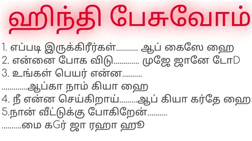 Spoken Hindi Tutorial for Beginners in Tamil | Learn Hindi Easily