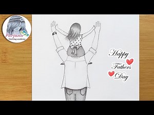 Father's day special drawing || Easy way to draw Father and Daughter -step by step || Pencil sketch