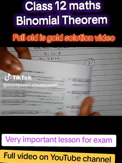 Class 12 Maths Binomial Theorem 4 marks questions all old is gold solved numerical video.... dont miss to watch this video .... full video on youtube channel