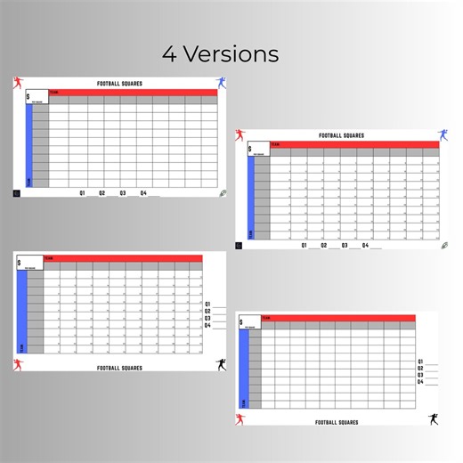 Editable Football Squares Party Game | 100 Square Grid | Fundraiser | Pool Template - Etsy Canada