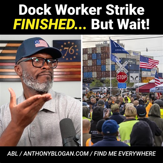 The longshoreman dock worker strike has ended after three days of work stoppage and a significant pay increase. The agreement, however, is temporary, and talks will resume in January 2025. Workers wanted several provisions in their new union contract, including a 77% pay increase over six years and protections from job automation. . . . #longshoremen #longshoreman #longshoremanstrike #dockworker #strike #automation #shipping #boats #ships #news | Anthony Brian Logan - ABL