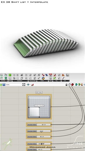 Grasshopper - EX 38 - Shift list + Interpolate ‪@sinestudio‬ #parametricdesign #grasshopper