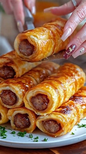 Crispy Sausage Rolls 🌭🥐 | Golden Flaky Puff Pastry Appetizer Recipe