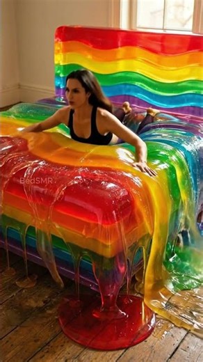 《ASMR》Which candy bed would you jump into? 🌈🥚🍬 | Jelly, Egg & Gummy Beds#BedSMR #asmr #viral #shorts