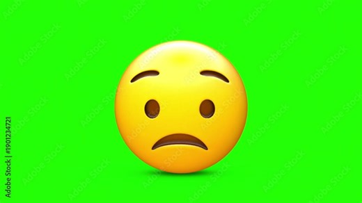 Disappointed Face emoji 4k stock animation video on a green screen background for chroma key background for video editing