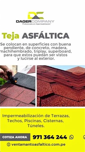 DAGER, Impermeabilización de Techos - manto Asfaltico, Perú.