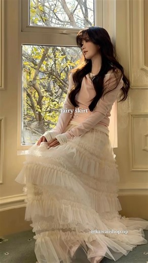 𝐊𝐀𝐖𝐀𝐈𝐈 𝐒𝐇𝐎𝐏 on Instagram: "fairycore 𓏲⋆🎐˚‧🧺 fairy skirt in Nepal🎧🖇️ ~aesthetic and cute -double layered and cream color ~aesthetic pinterest skirt Perfect for spring #spring #pinterest #y2k #fairyskirt #fairycore ♡Style it with cute top and boots for aesthetic pinterest look Get Korean outfits in Nepal on @kawaiishop.np 💗 Aesthetics: coquette . acubi . Korean . cute . oldmoney . Y2k Instagram: kawaiishop.np🎀 #korean #kpop #kdrama #jennie #jenniekim #blackpink #outfit #jennieinsp