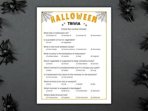 Halloween Trivia Game for Kids With Easy Questions, Printable Quiz Game, Icebreaker Activity for Halloween Party - Etsy