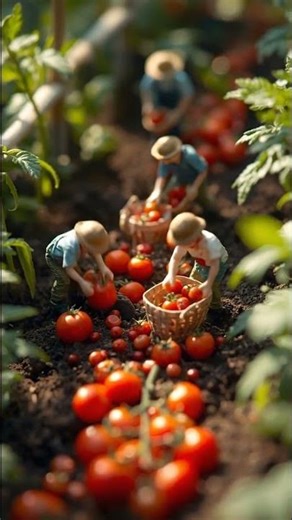 Mini Garden Crew Harvesting Tiny Tomatoes | Cute Miniature Farm Video