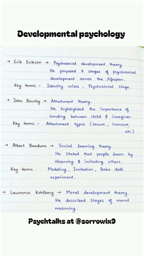 Developmental Psychology Notes | Piaget, Vygotsky, Erikson, Freud, Bandura & Kohlberg