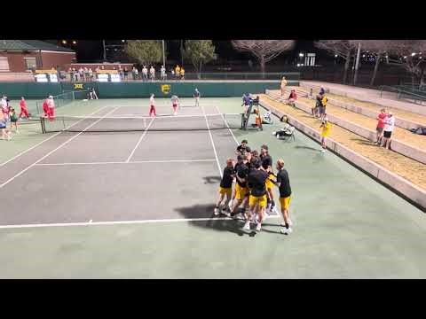Louis Bowden clinches the 4-2 win for Number 10 Baylor men’s tennis against number 1 Ohio State