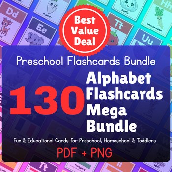 Mega Bundle Alphabet Flashcards: 130 Printable A-Z Learning Cards