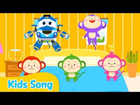 Five Little Monkeys | Kids songs | LittleTooni songs with Robot Trains