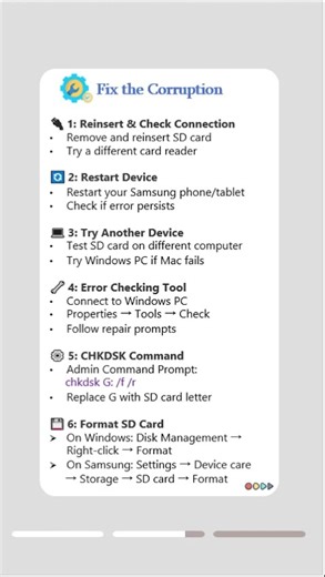 Samsung SD Card Corrupted? Fix & Recover Your Files! (No Format!)#samsungtips #sdcard