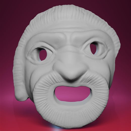 3D Printed Roman Slave Mask (Theater) - Inspired by The British Museum in London