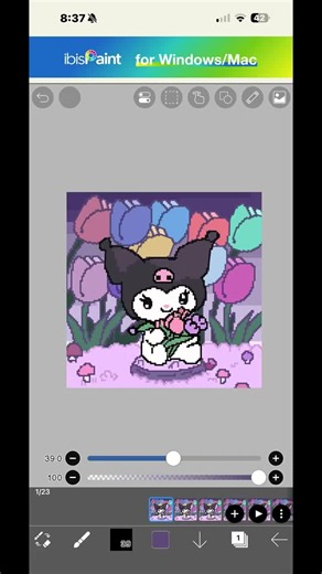 Nueva animación casi terminada de kuromi, la subiré en 1 hora #kuromi #animacion #ibispaintx