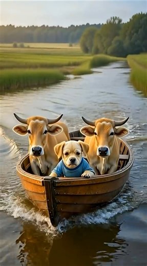 The dog rescues the two cows with a boat 🐕😭😭😭 #shorts #emotionalstory #viralshorts #viralvideo