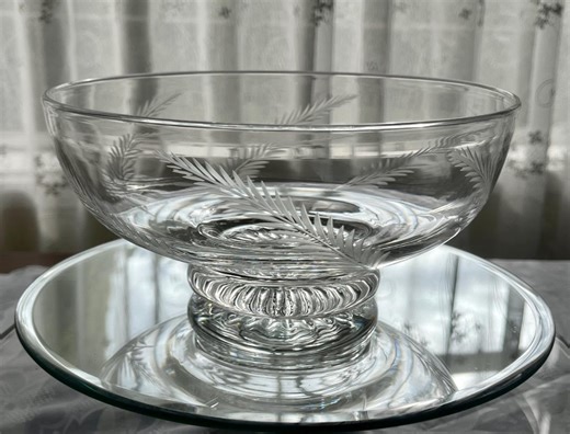 Vintage Stuart Crystal Footed Centerpiece Bowl - Woodchester Pattern x