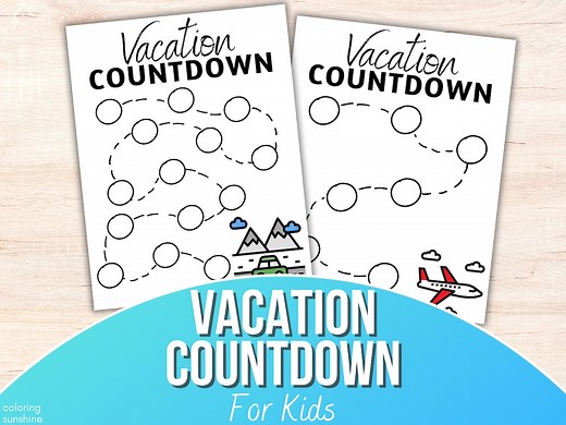 Vacation Countdown for Kids | Printable Calendar | Countdown to Vacation - Etsy