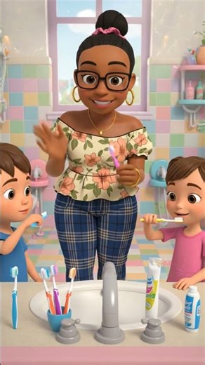 Honey showing the kids how to brush their teeth | Super Pop Pop Clips #superpoppop #shorts