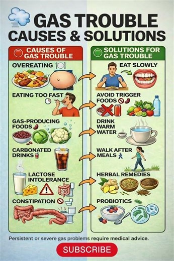 Gas Trouble Causes and Solutions | Bloating Relief Infographic #shorts #shortsfeed #explore #health