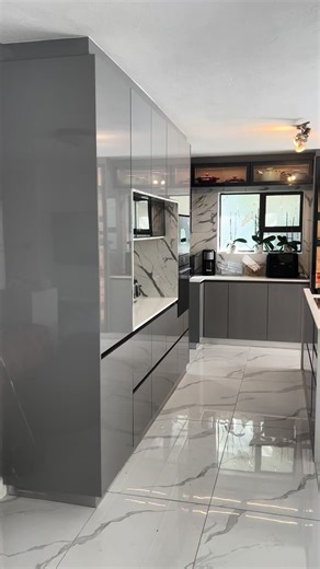 Modern Kitchen Design with Sleek Grey Cabinetry