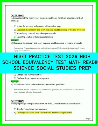 HiSET Practice Test 2026 | Full Math Reading Science & Social Studies Prep (Updated Exam Guide)