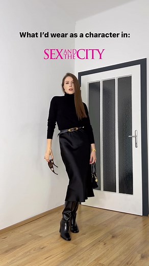 Laura | Pick your fav character! I can’t decide between SATC and Friends 🤓 Outfit details: SATC: Turtleneck sweater & boots @hm Skirt @mango Bag &... | Instagram