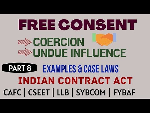 Free Consent | Coercion | Undue Influence | Free Consent | Indian Contract Act | In Hindi | Examples