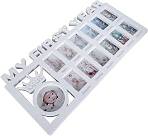 Kisangel Newborn Baby Picture Frame My First Year Frame 12 Month Photo Frame Monthly Milestone Desktop Picture Frame for Baby Newborn 1st Birthday Gift