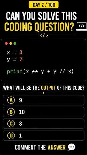 🔥 DAY 2 / 100 – Coding Challenge #Python #Programming #Coding #Developer #100DaysOfCode
