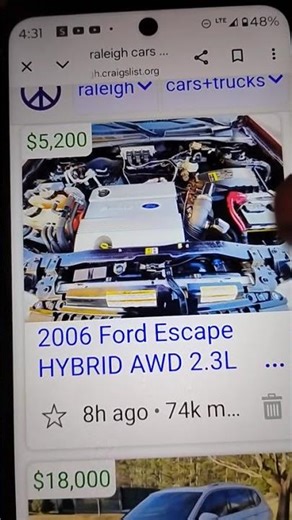 2006 Ford escape hybrid 74k 5,200 nice suv