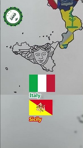 Sicily region flag map drawing 🇮🇹 | Disegno della mappa della bandiera della Sicilia