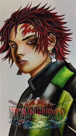 Tanjiro Kamado Watercolor Painting 🔥 | Demon Slayer Fan Art #shorts