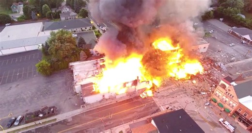 Dramatic drone video shows huge downtown Sun Prairie fire resulting from gas explosion