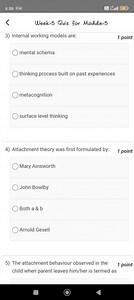 3) Internal working models are:  mental schema  thinking pro... | Filo