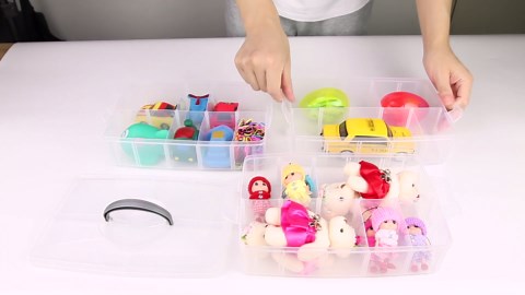 Guyuyii 3-Tier Stackable Bead Organizer with Adjustable Dividers - 30 Compartments Plastic Storage Box for Washi Tape, Lego Pieces, Rock Collection & Sewing Threads - Portable Craft Case with Handle