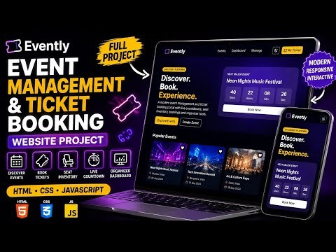 Build Evently 🎟️ | Event Management & Ticket Booking Website | HTML CSS JavaScript
