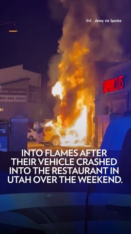 Domino's Pizza Restaurant Bursts into Flames in Alarming Footage After 'Devastating' 3-Car Crash