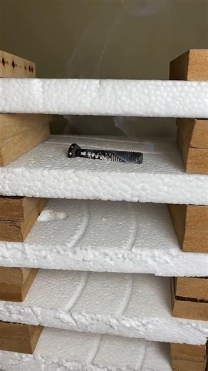 1000°C Hot Iron on thermocol 🔥|oddly satisfying. #shorts #asmr #experiment