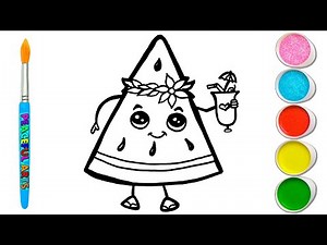 Watermelon Drawing, How to Draw a Simple Watermelon Step By Step Very Easy, Cute Watermelon Drawing